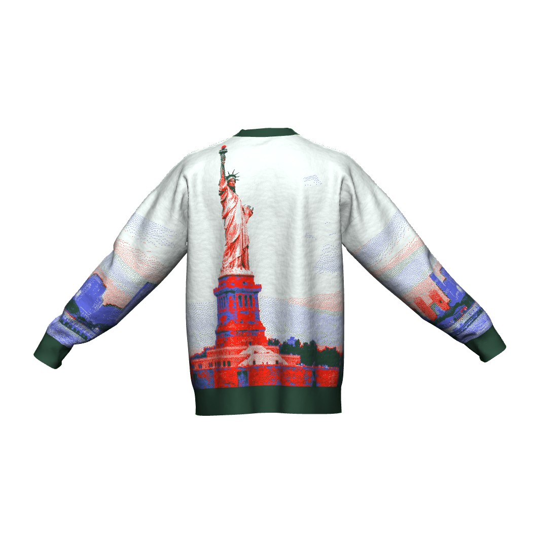 Unisex Jacquard Crewneck Knitted Sweater Relaxed Fit - JUX