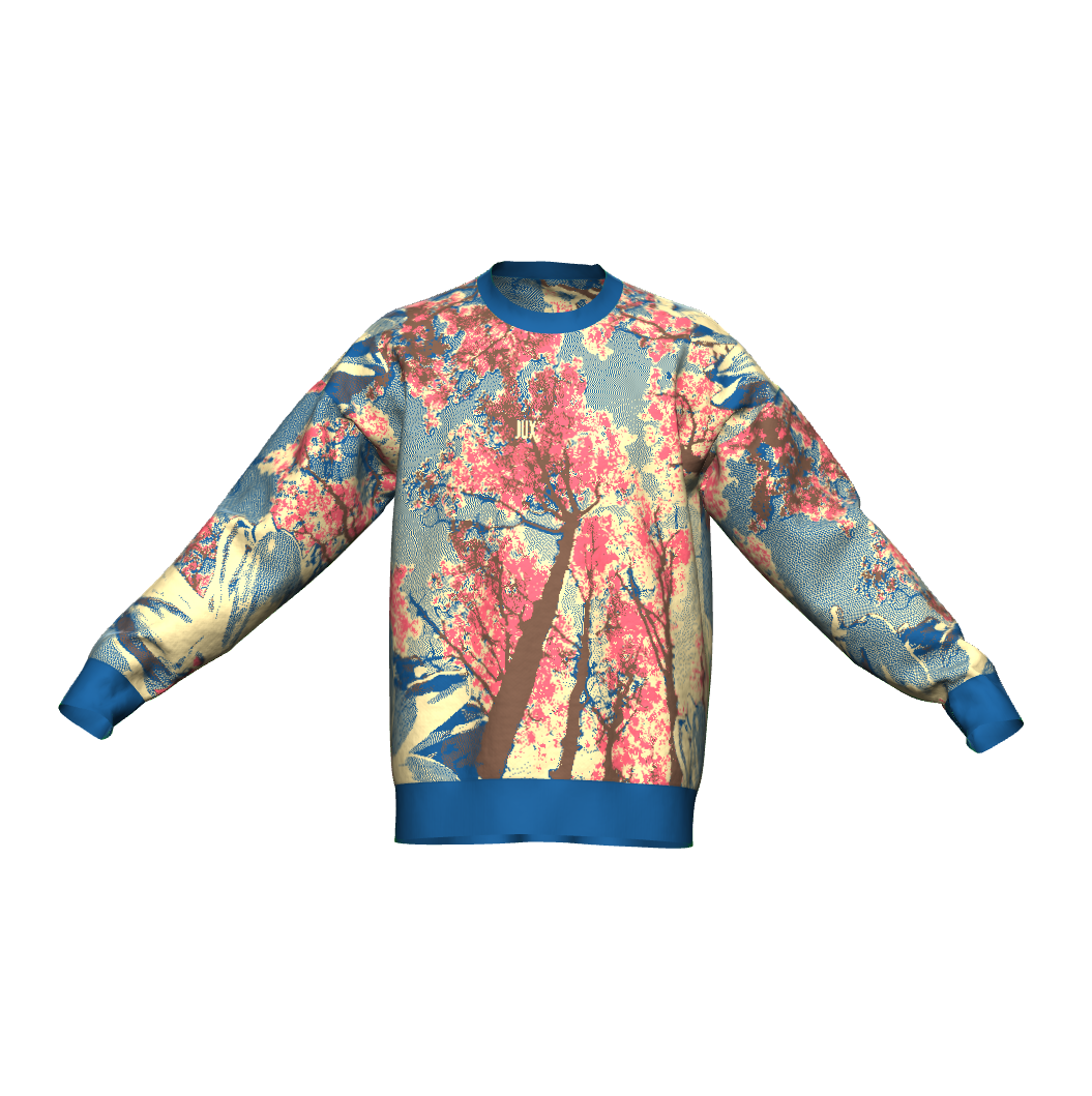 Unisex Jacquard Crewneck Knitted Sweater Relaxed Fit - JUX