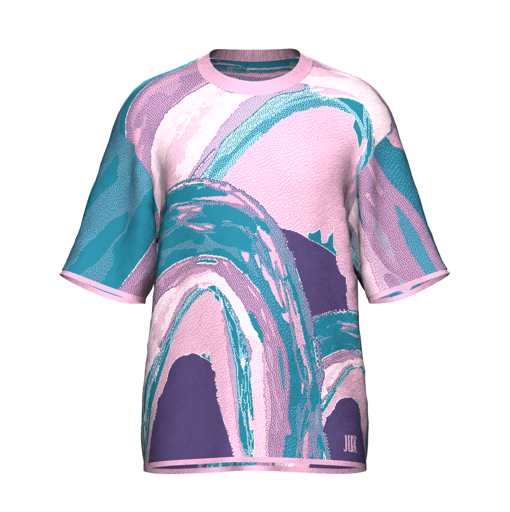 Unisex Jacquard Crewneck Short Sleeve Knitted Sweater - JUX