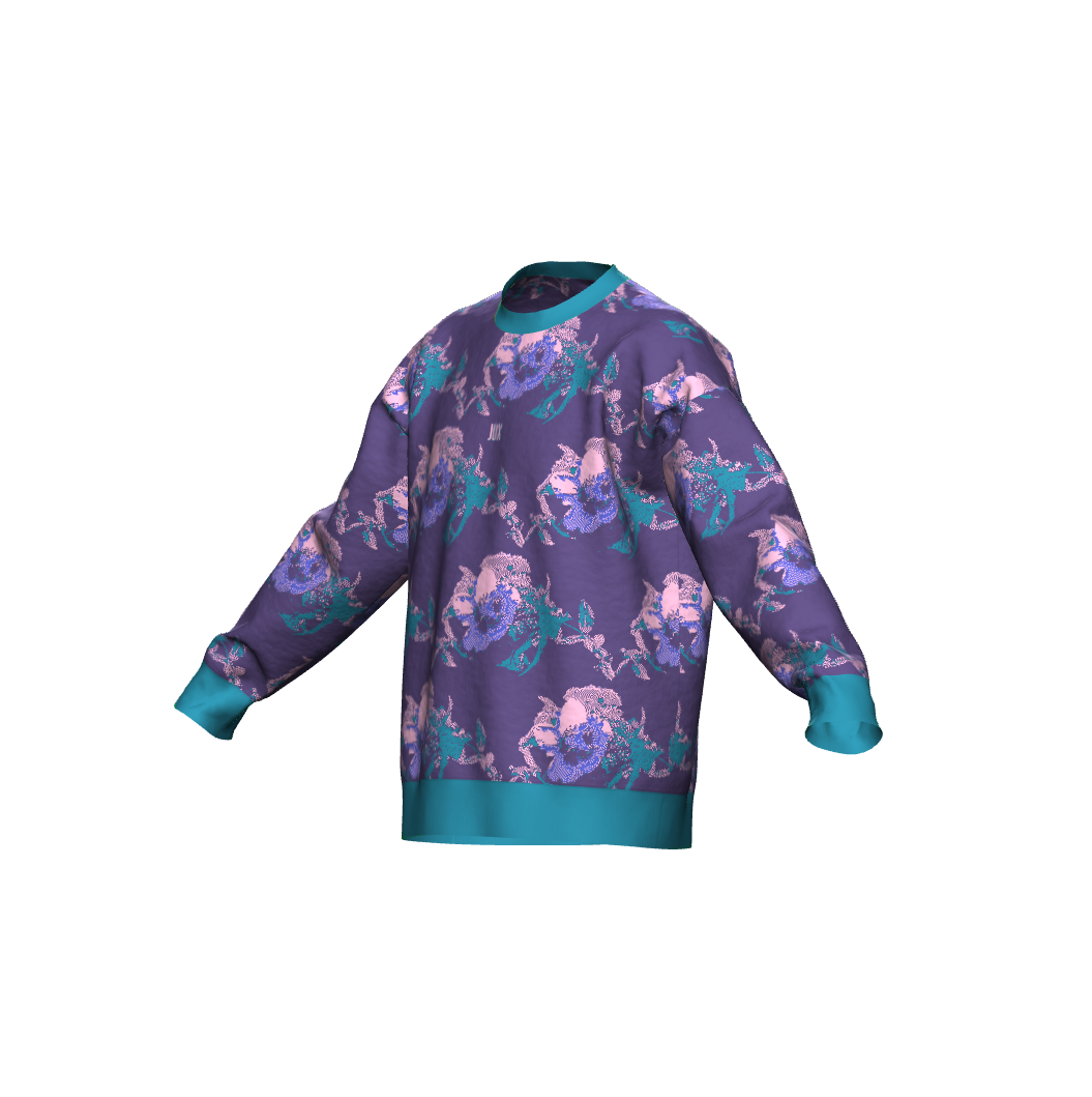 Unisex Jacquard Crewneck Knitted Sweater Relaxed Fit - JUX