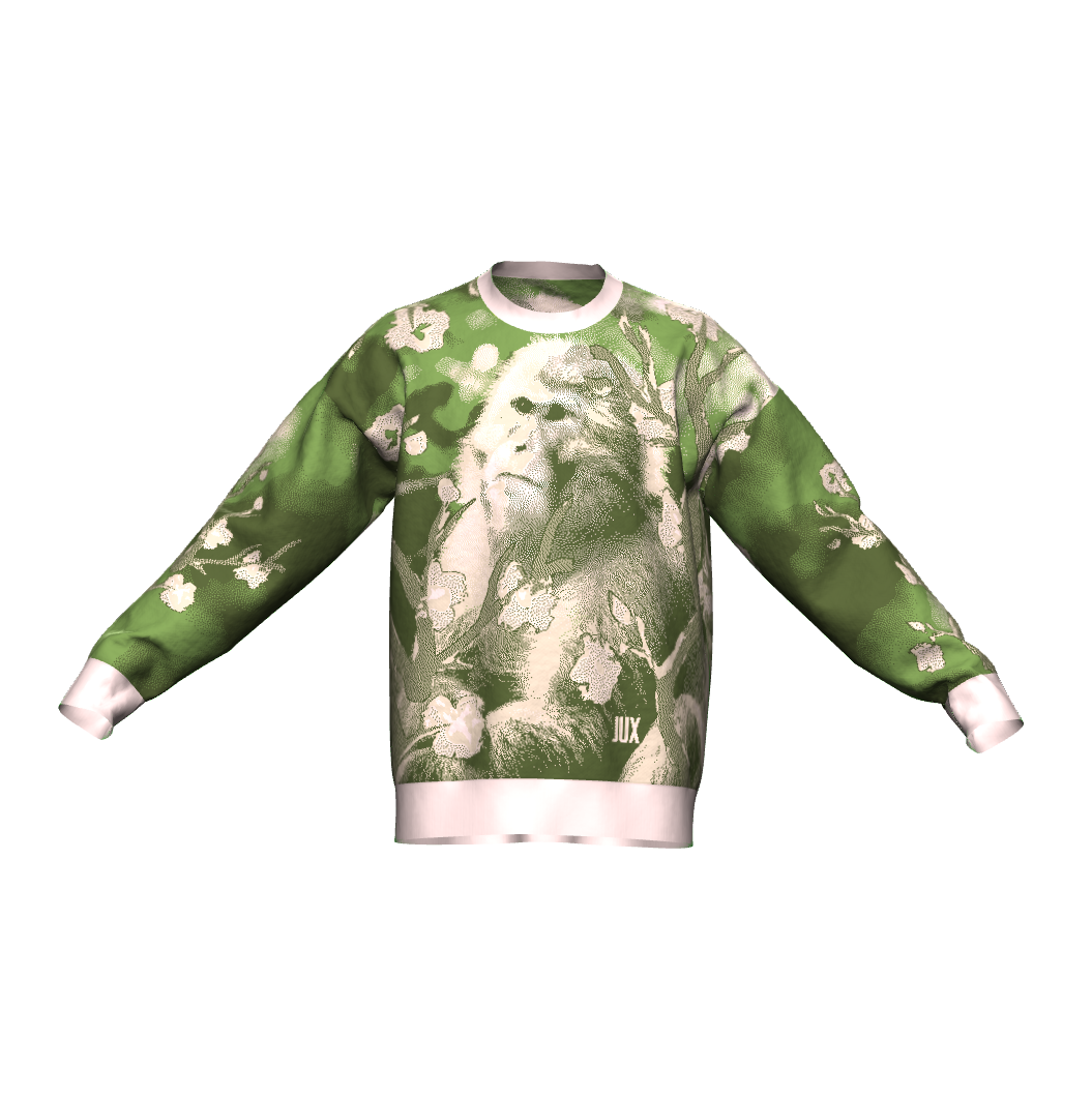 Unisex Jacquard Crewneck Knitted Sweater Relaxed Fit - JUX