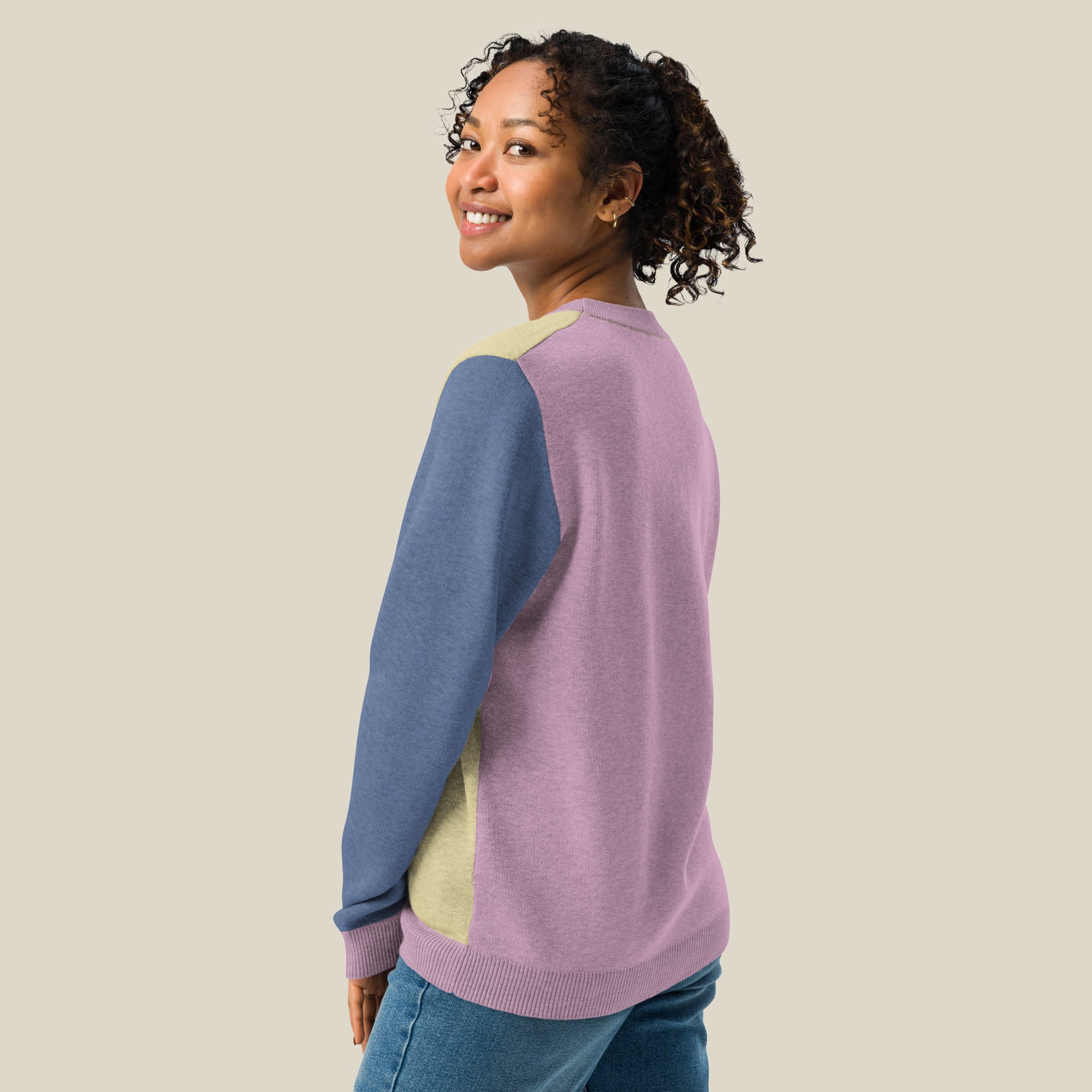 Unisex Jacquard Crewneck Knitted Sweater Classic Fit - NOT BASIC - JUX