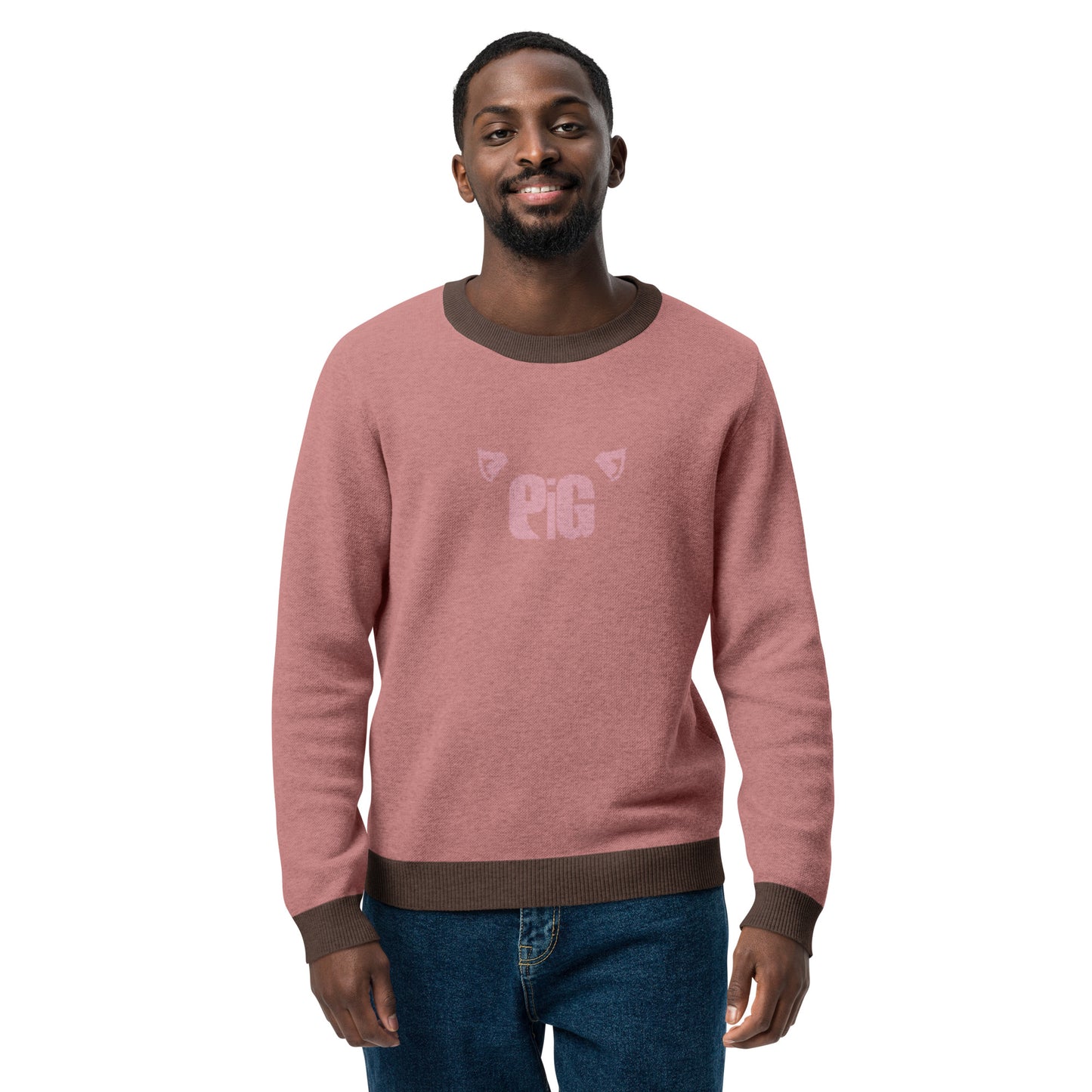 Unisex Jacquard Crewneck Knitted Sweater Classic Fit - PIG