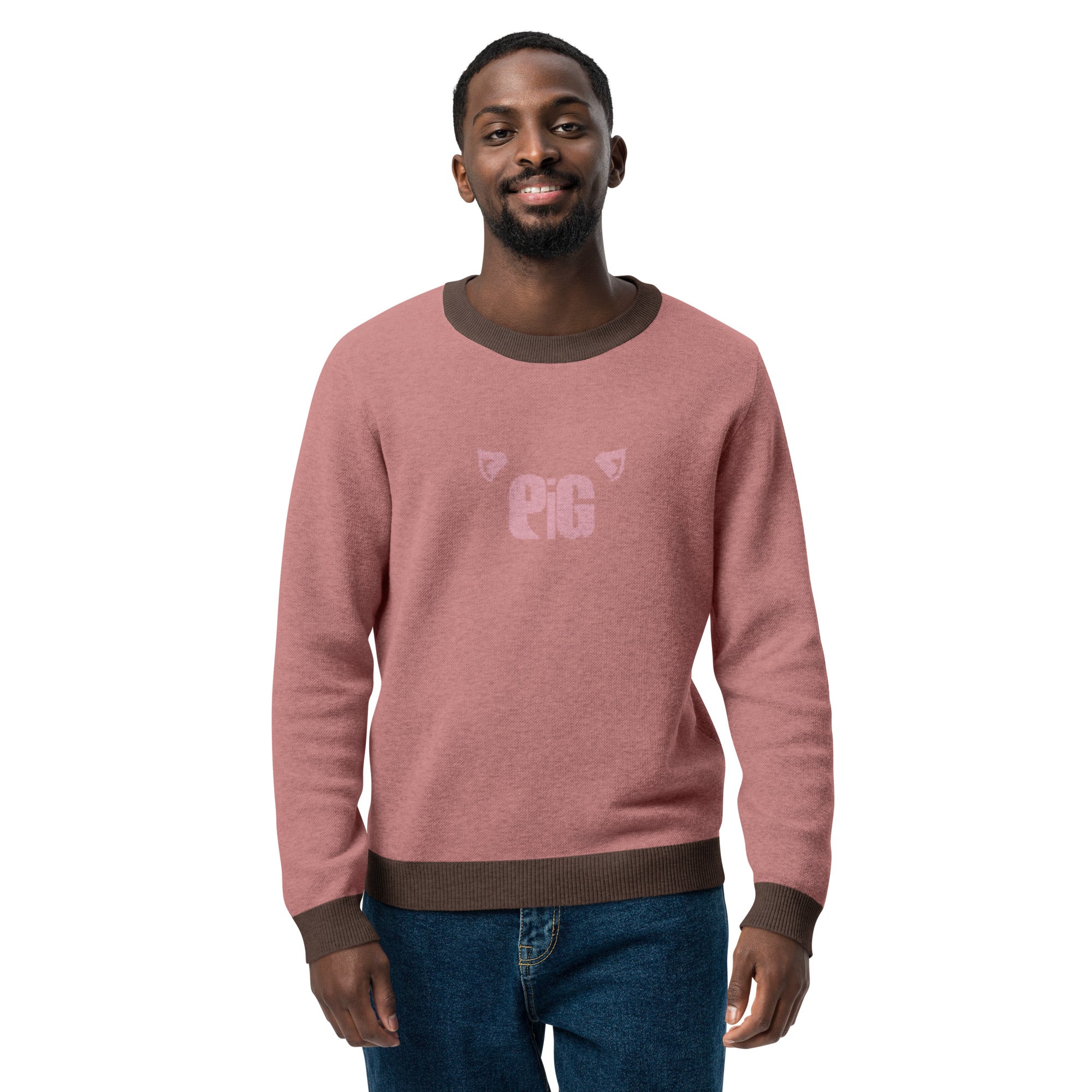 Unisex Jacquard Crewneck Knitted Sweater Classic Fit - PIG - JUX