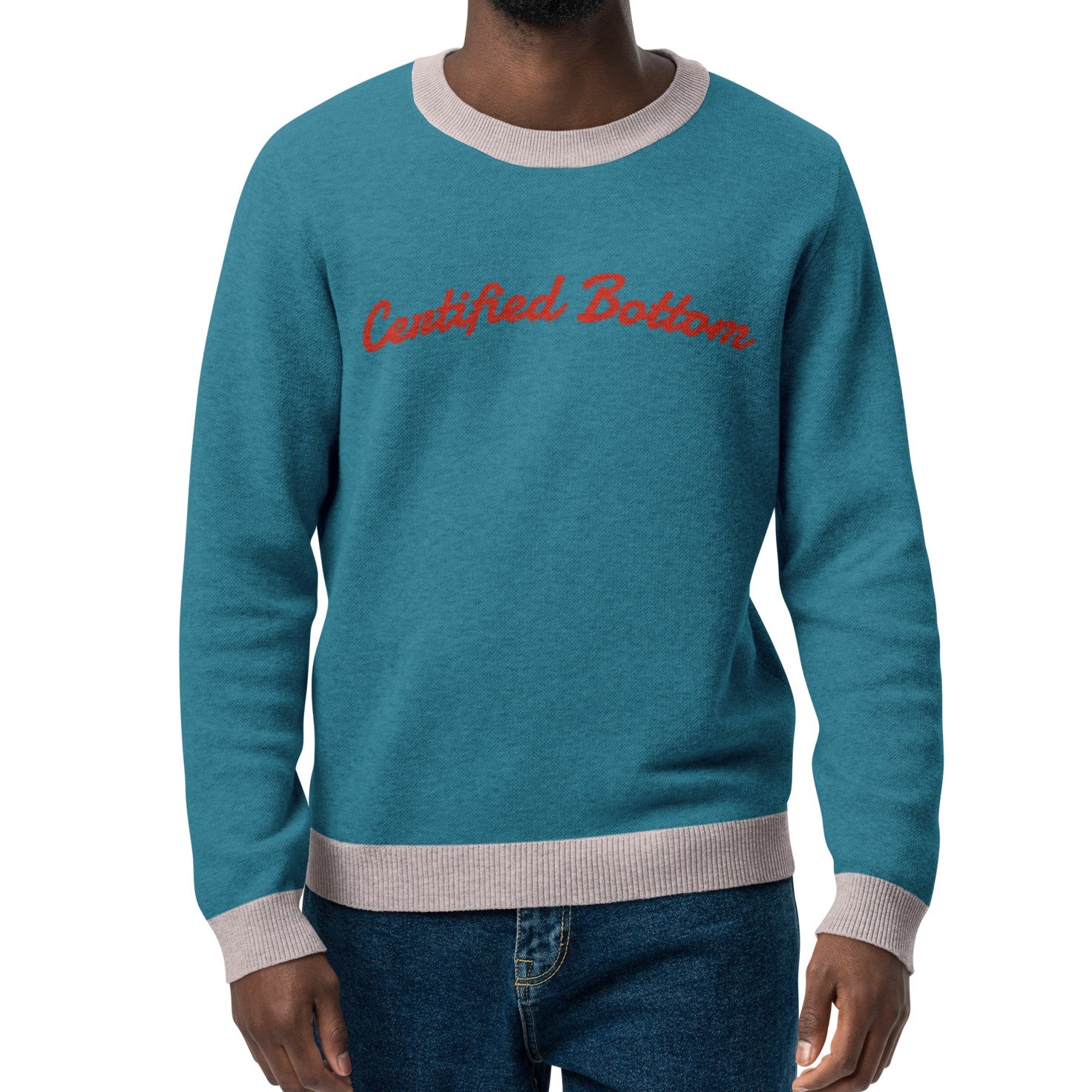 Unisex Jacquard Crewneck Knitted Sweater Classic Fit - Certified Bottom - JUX