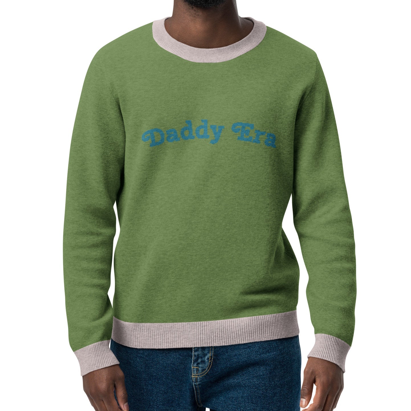 Unisex Jacquard Crewneck Knitted Sweater Classic Fit - Daddy Era - JUX