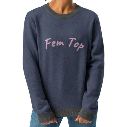 Unisex Jacquard Crewneck Knitted Sweater Classic Fit - Fem Top - JUX