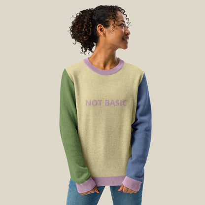 Unisex Jacquard Crewneck Knitted Sweater Classic Fit - NOT BASIC