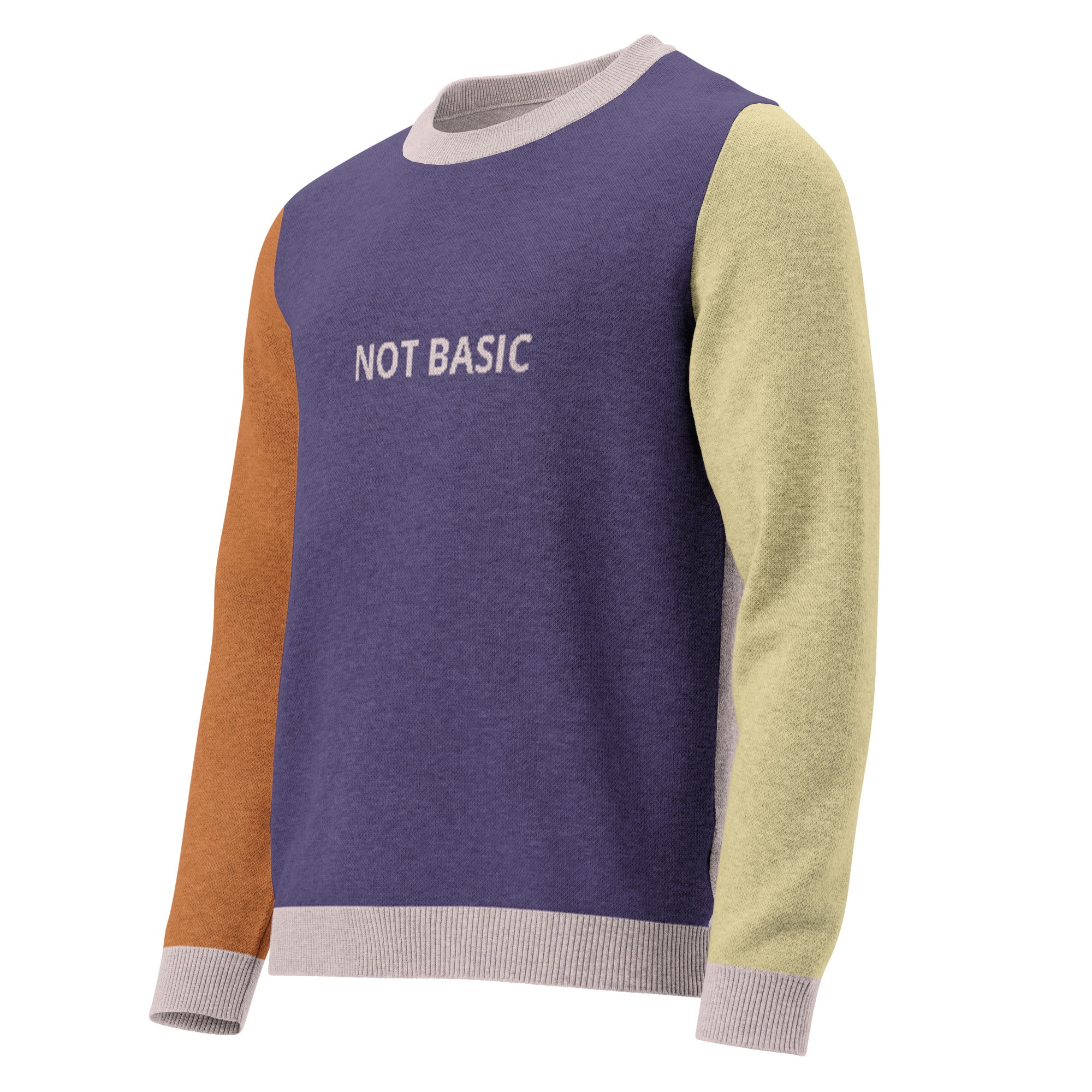Unisex Jacquard Crewneck Knitted Sweater Classic Fit - NOT BASIC - JUX