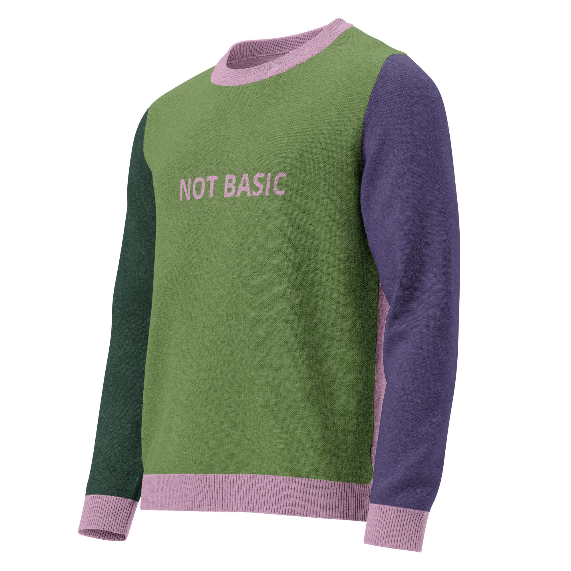 Unisex Jacquard Crewneck Knitted Sweater Classic Fit - NOT BASIC - JUX