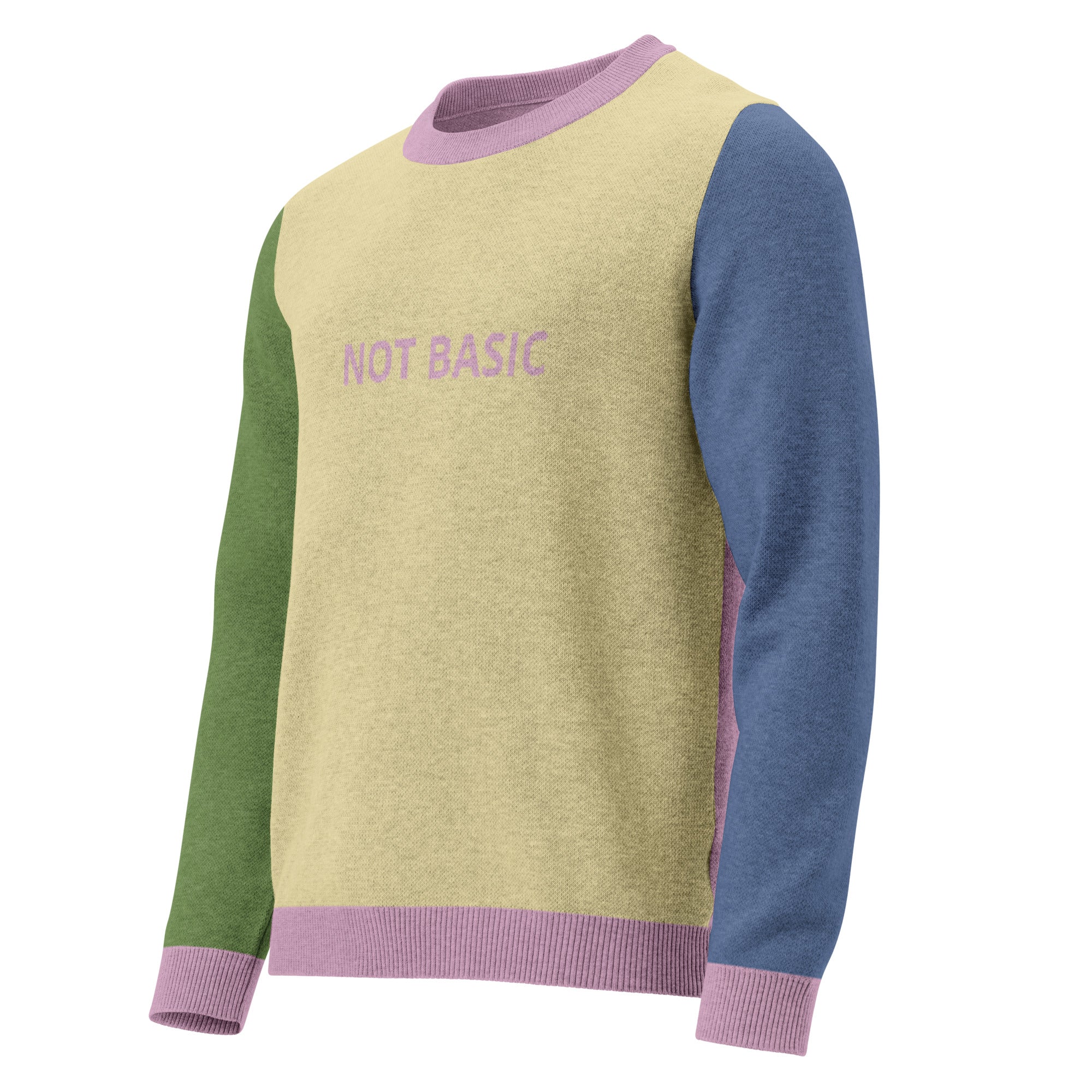 Unisex Jacquard Crewneck Knitted Sweater Classic Fit - NOT BASIC - JUX