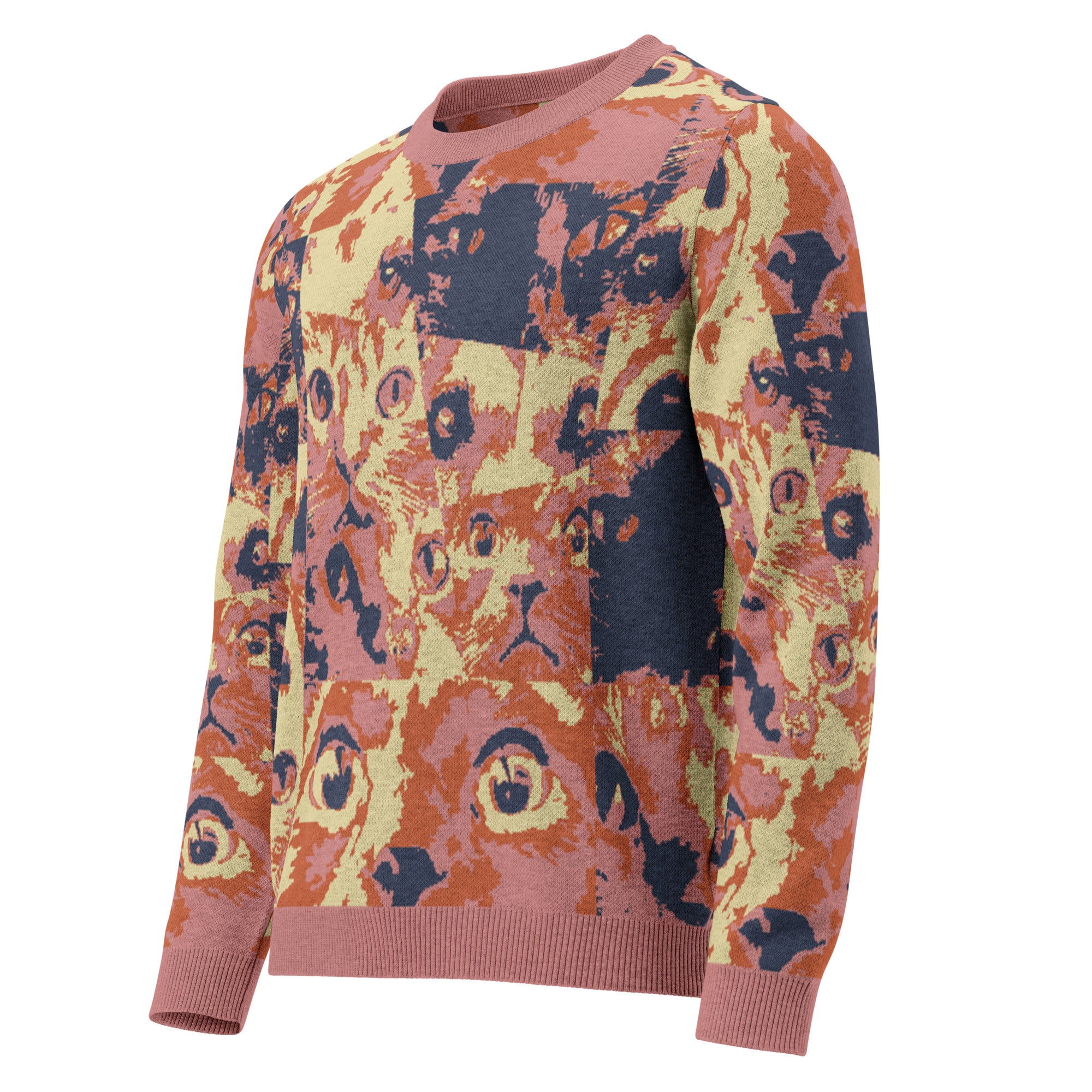Unisex Jacquard Crewneck Knitted Sweater Classic Fit - JUX