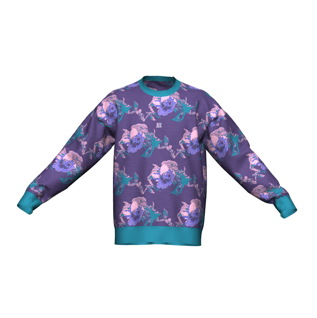 Unisex Jacquard Crewneck Knitted Sweater Relaxed Fit - JUX