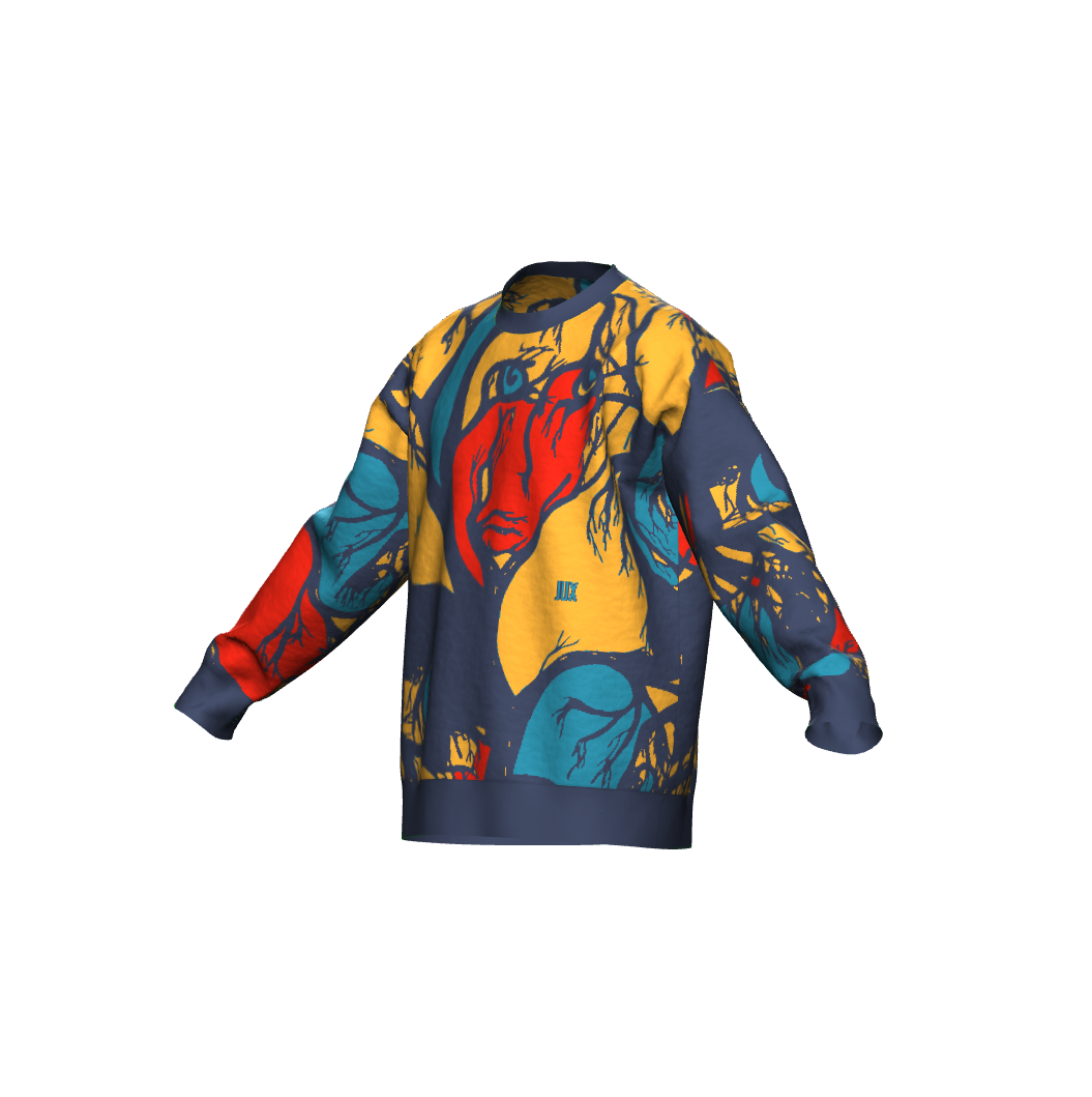 Unisex Jacquard Crewneck Knitted Sweater Relaxed Fit - JUX