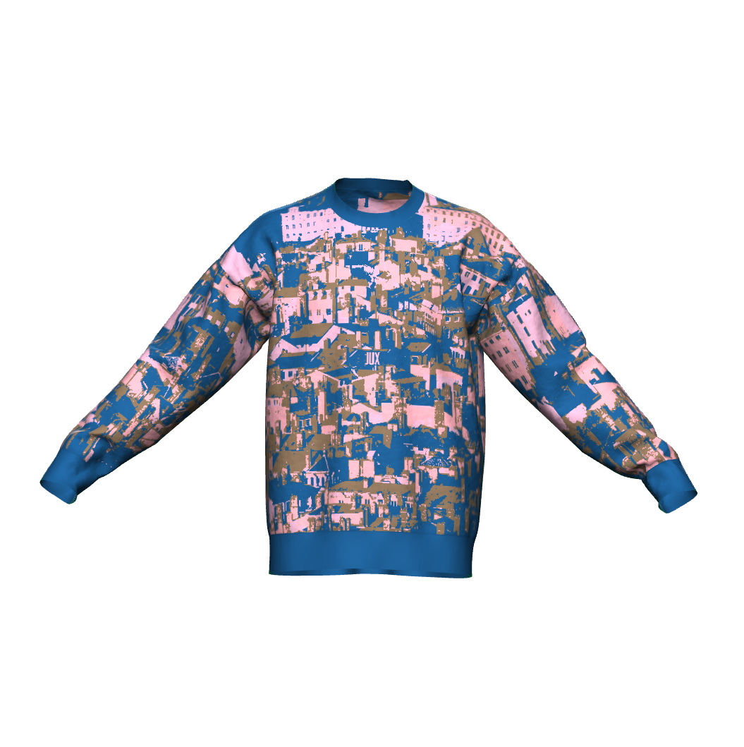 Unisex Jacquard Crewneck Knitted Sweater Relaxed Fit - JUX