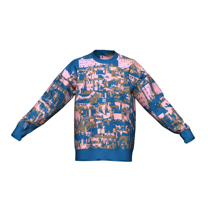 Unisex Jacquard Crewneck Knitted Sweater Relaxed Fit - JUX