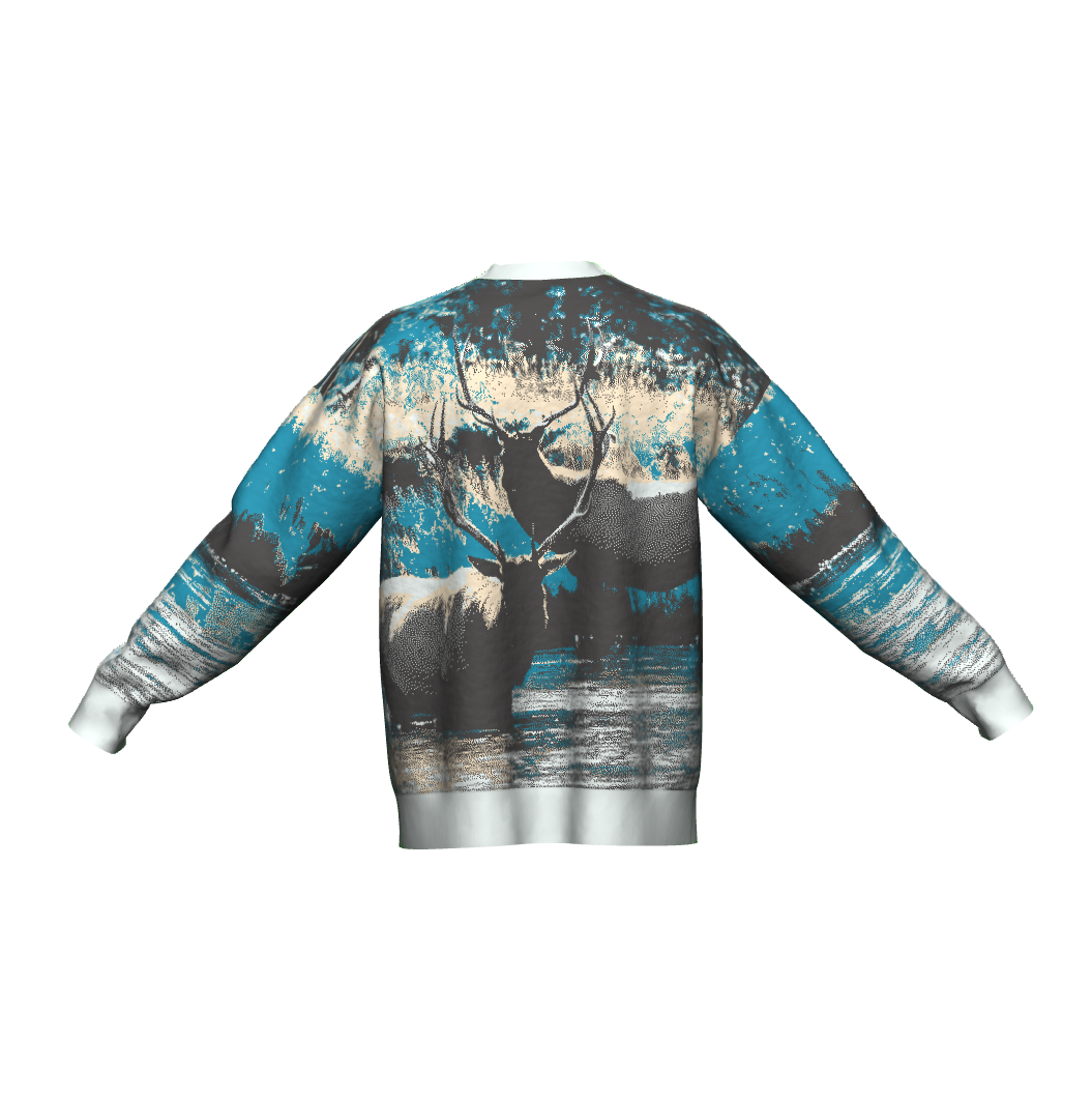 Unisex Jacquard Crewneck Knitted Sweater Relaxed Fit - JUX