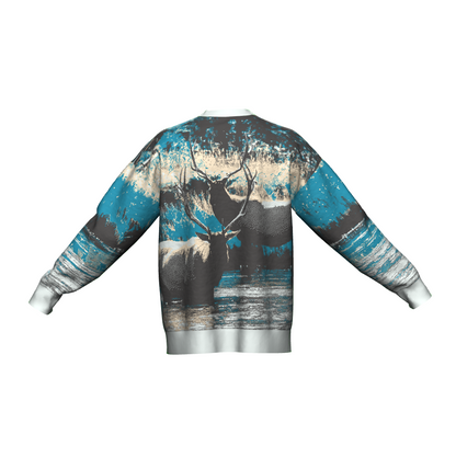 Unisex Jacquard Crewneck Knitted Sweater Relaxed Fit - JUX