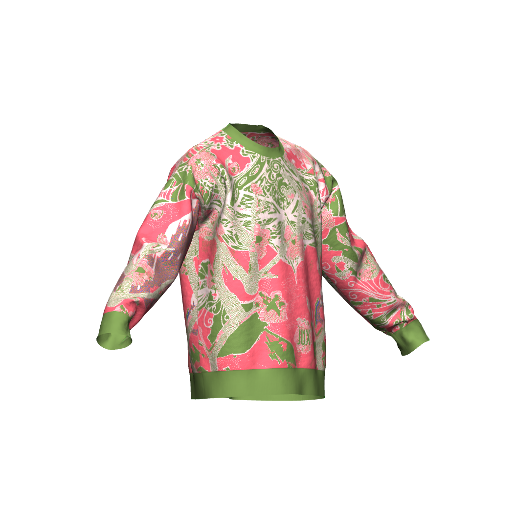Unisex Jacquard Crewneck Knitted Sweater Relaxed Fit - JUX