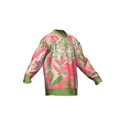 Unisex Jacquard Crewneck Knitted Sweater Relaxed Fit - JUX