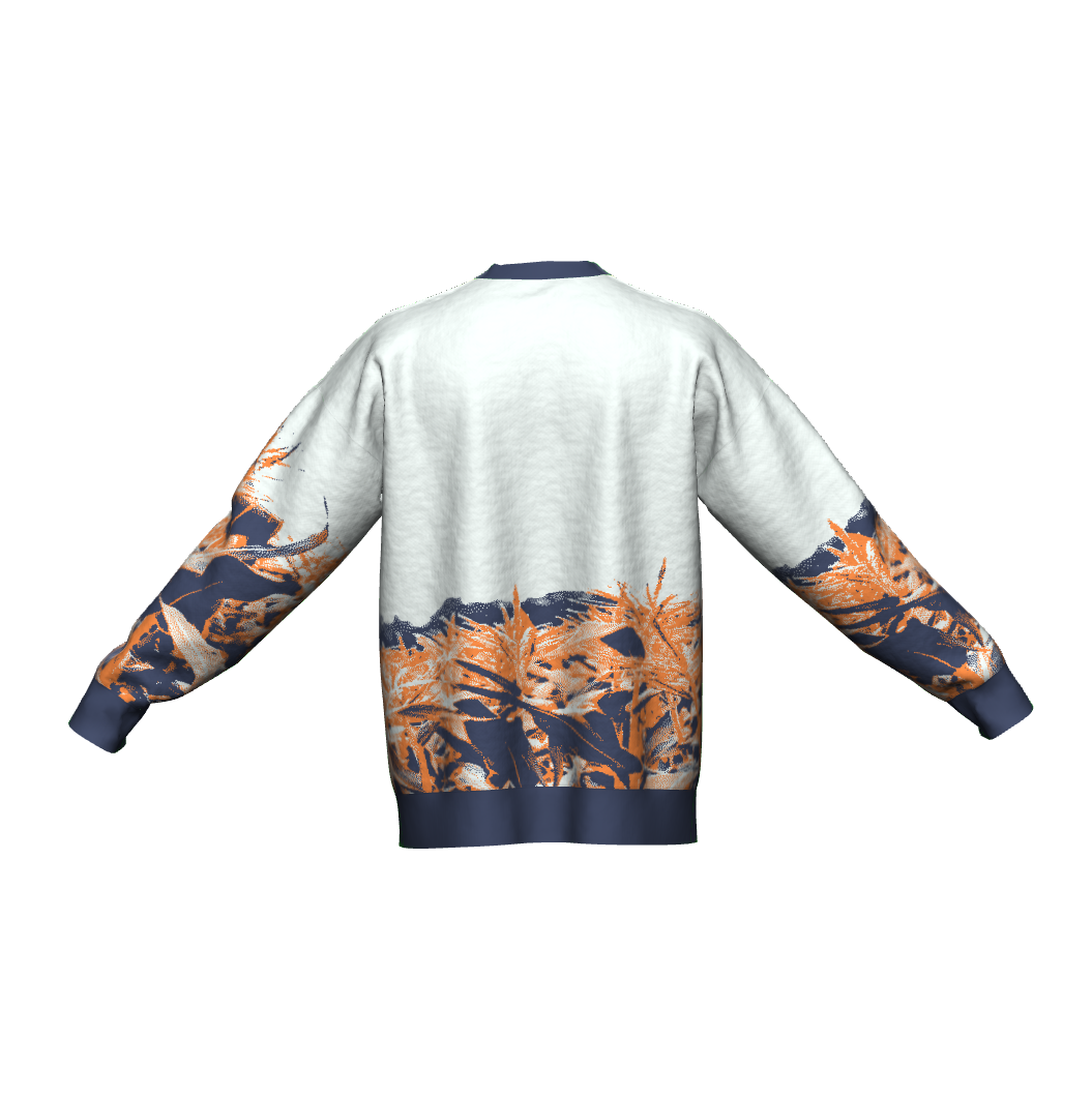 Unisex Jacquard Crewneck Knitted Sweater Relaxed Fit - JUX