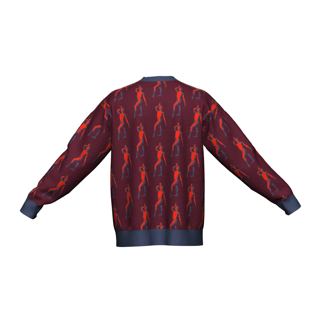 Unisex Jacquard Crewneck Knitted Sweater Relaxed Fit - JUX