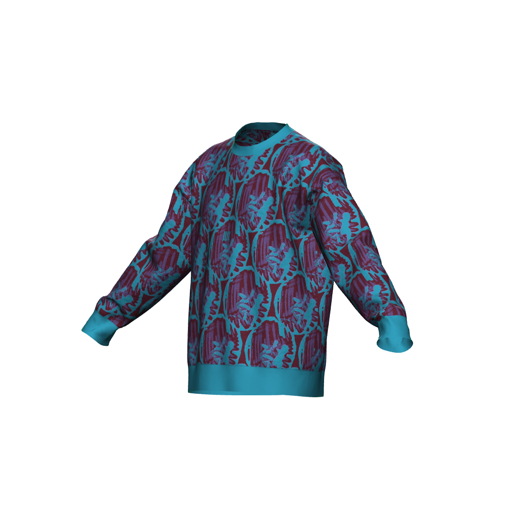 Unisex Jacquard Crewneck Knitted Sweater Relaxed Fit - JUX