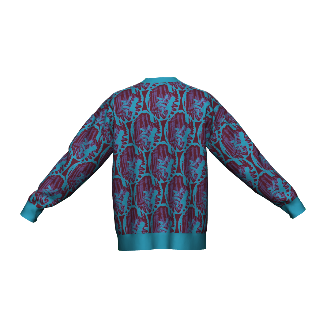 Unisex Jacquard Crewneck Knitted Sweater Relaxed Fit - JUX