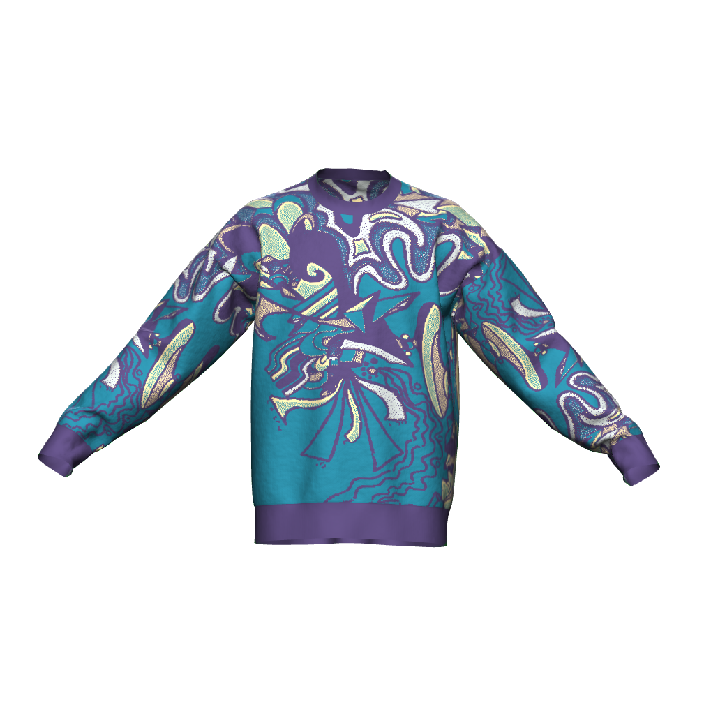 Unisex Jacquard Crewneck Knitted Sweater Relaxed Fit - JUX