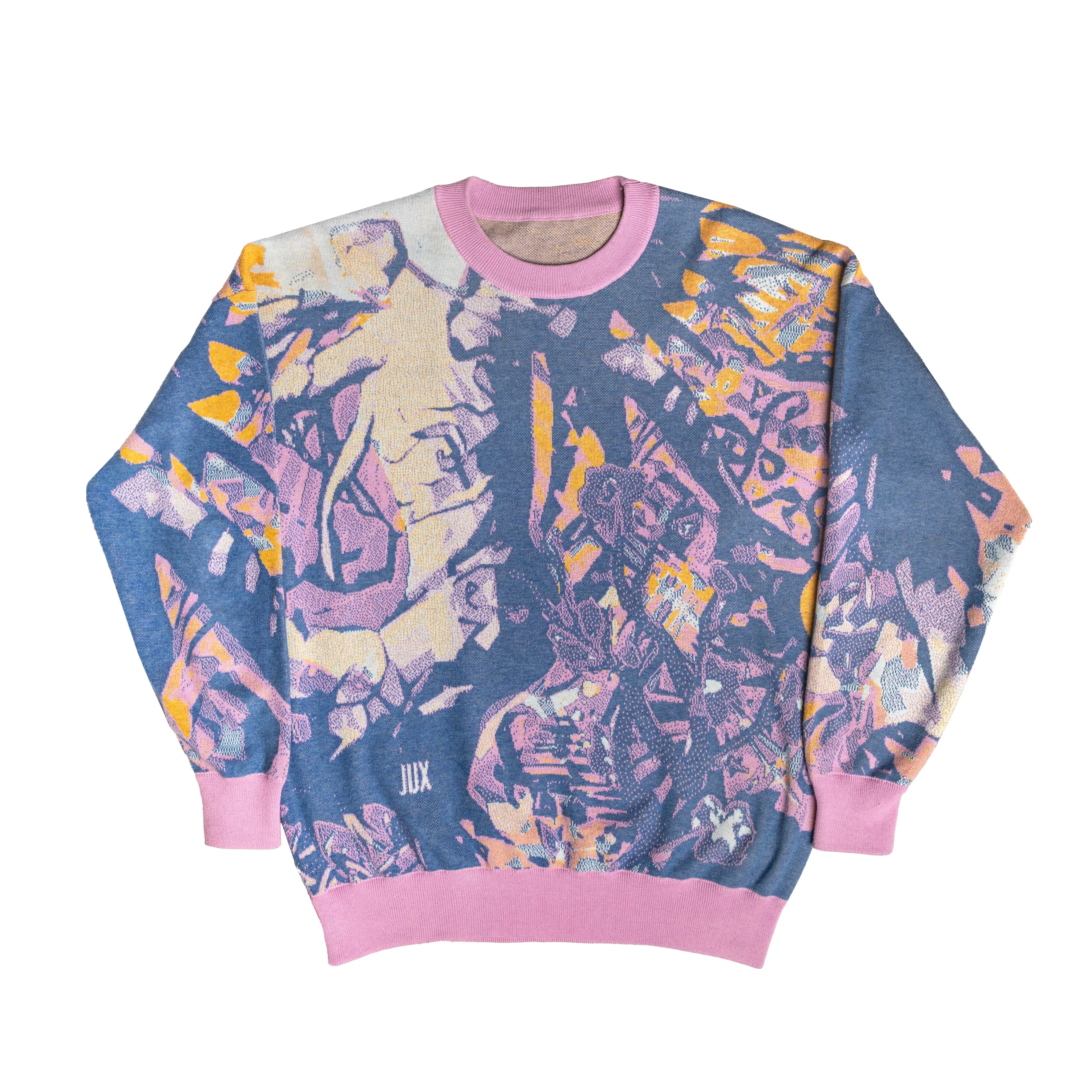 Unisex Jacquard Crewneck Knitted Sweater Relaxed Fit