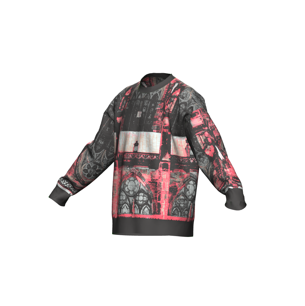 Unisex Jacquard Crewneck Knitted Sweater Relaxed Fit - JUX