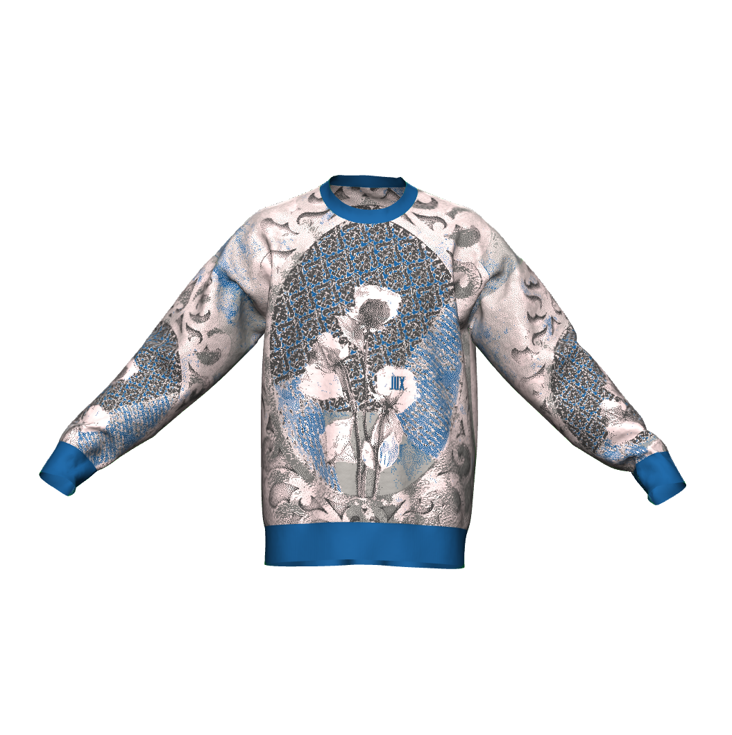 Unisex Jacquard Crewneck Knitted Sweater Relaxed Fit - JUX