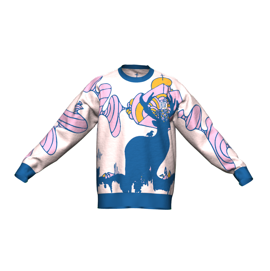 Unisex Jacquard Crewneck Knitted Sweater Relaxed Fit - JUX