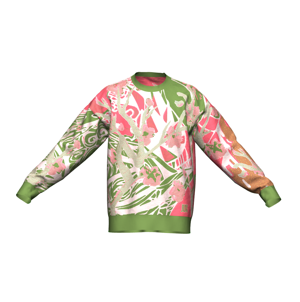 Unisex Jacquard Crewneck Knitted Sweater Relaxed Fit - JUX