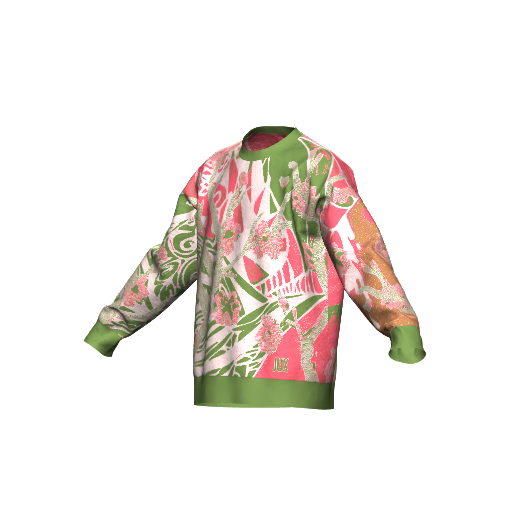 Unisex Jacquard Crewneck Knitted Sweater Relaxed Fit - JUX