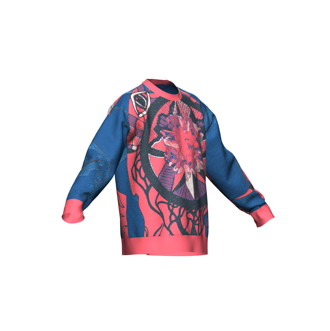 Unisex Jacquard Crewneck Knitted Sweater Relaxed Fit - JUX