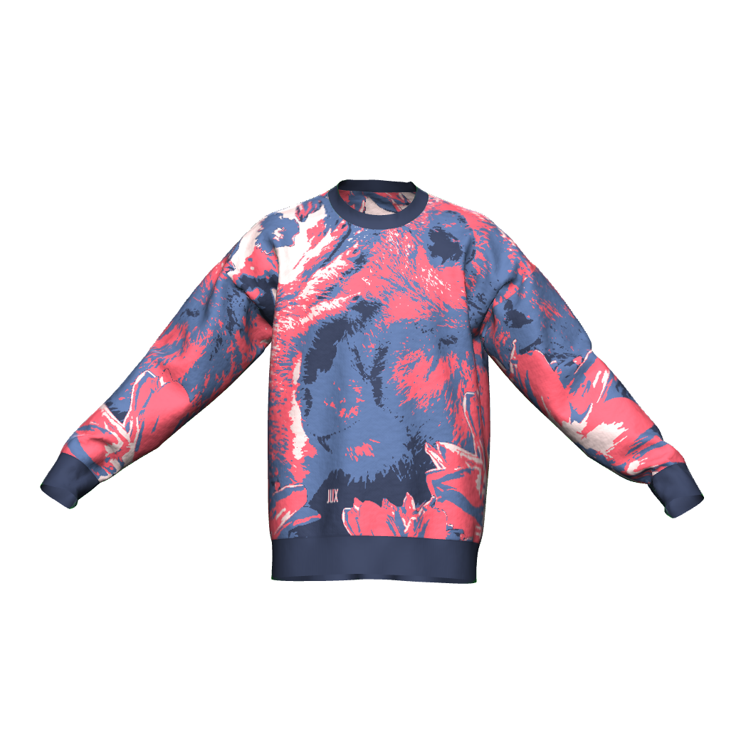 Unisex Jacquard Crewneck Knitted Sweater Relaxed Fit - JUX