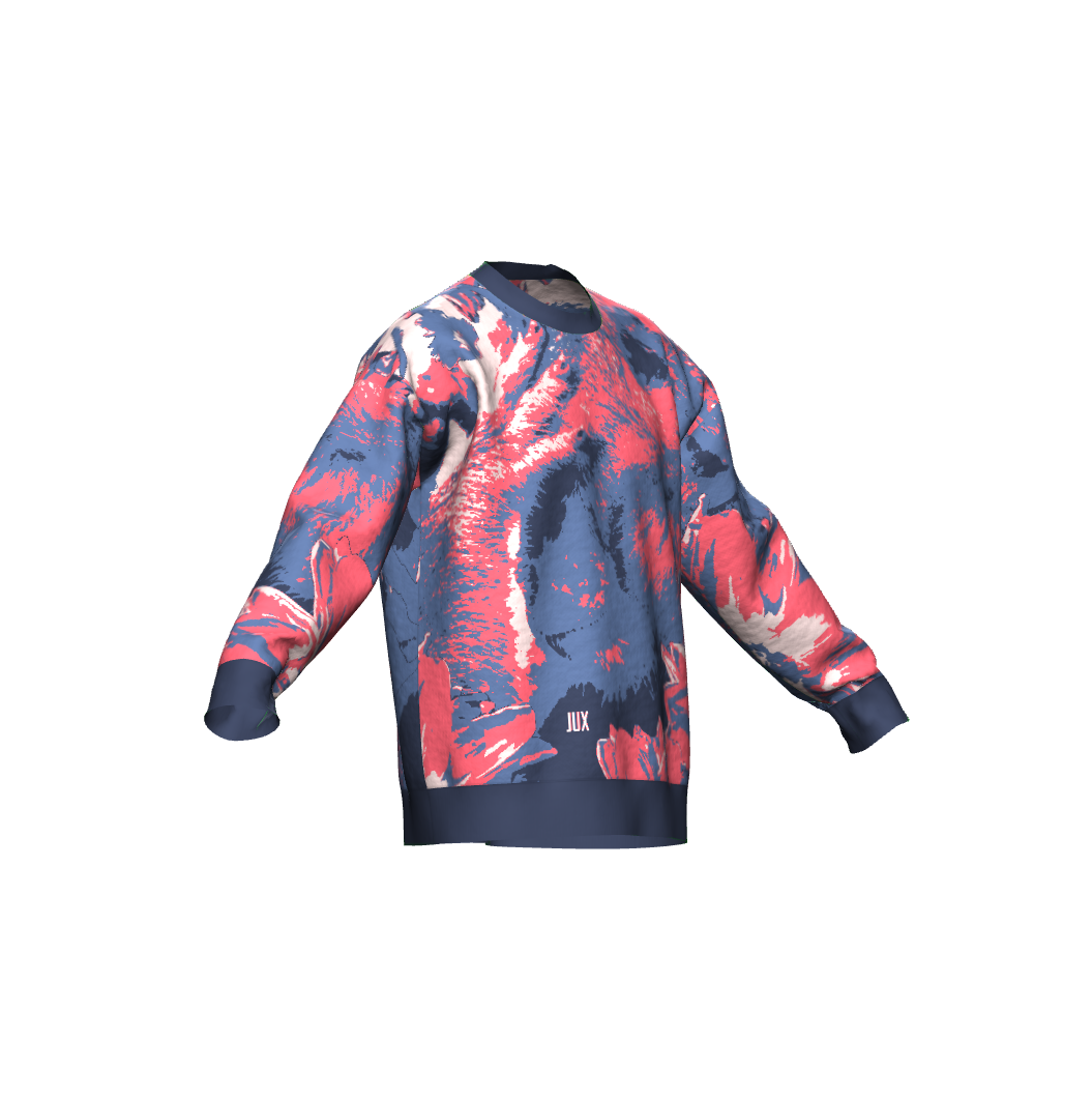 Unisex Jacquard Crewneck Knitted Sweater Relaxed Fit - JUX