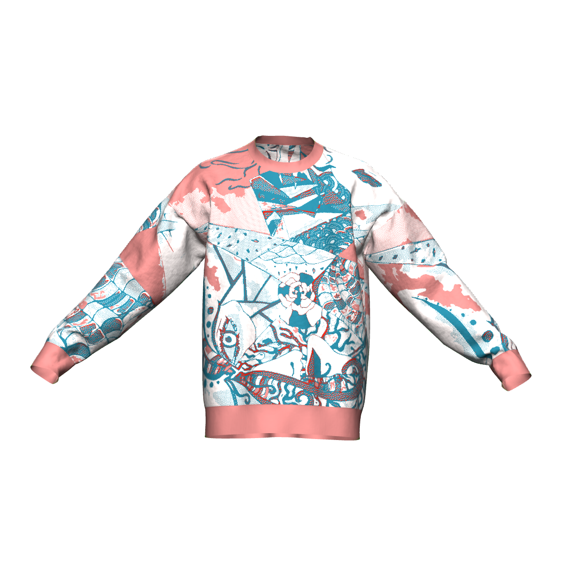 Unisex Jacquard Crewneck Knitted Sweater Relaxed Fit - JUX