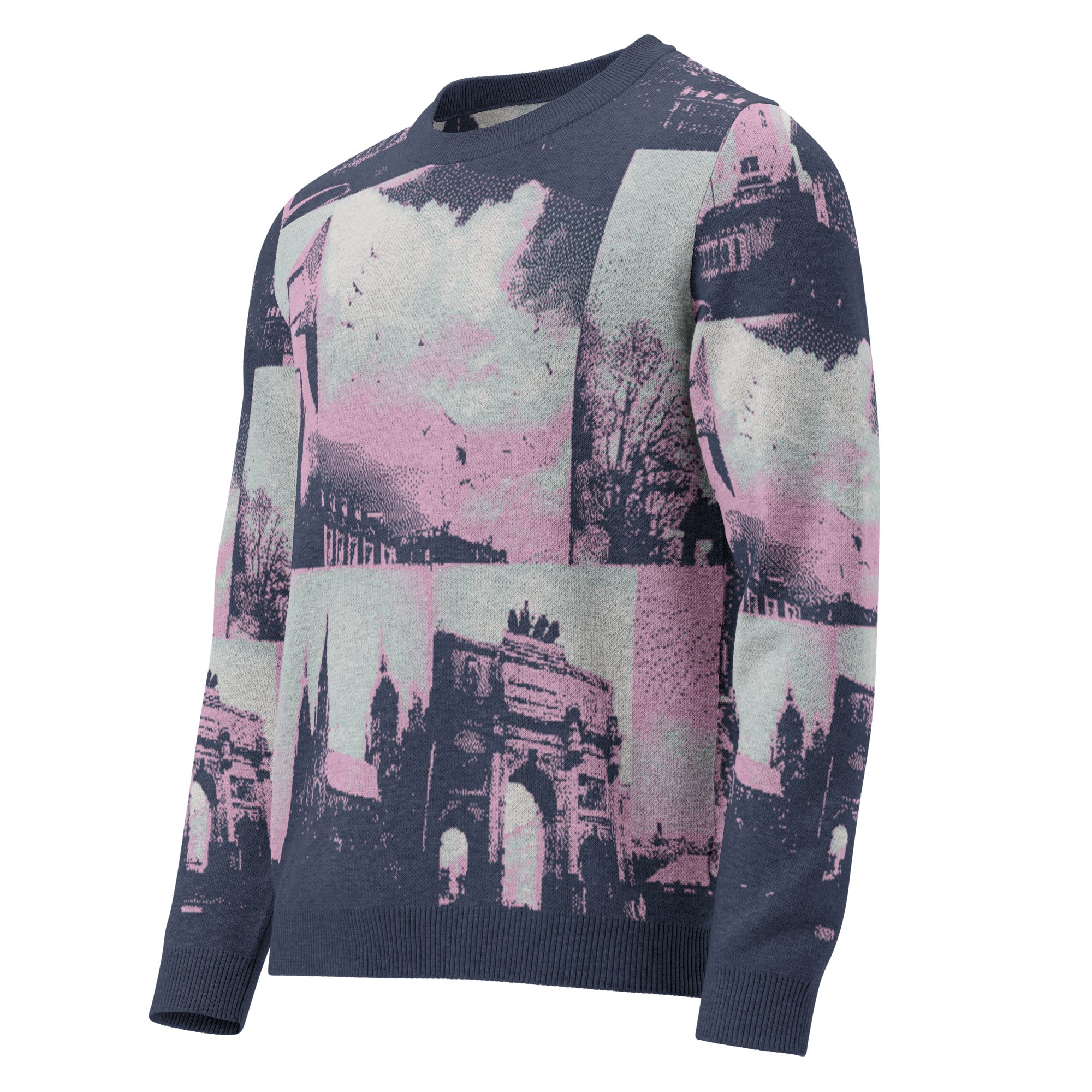 Unisex Jacquard Crewneck Knitted Sweater Classic Fit - JUX