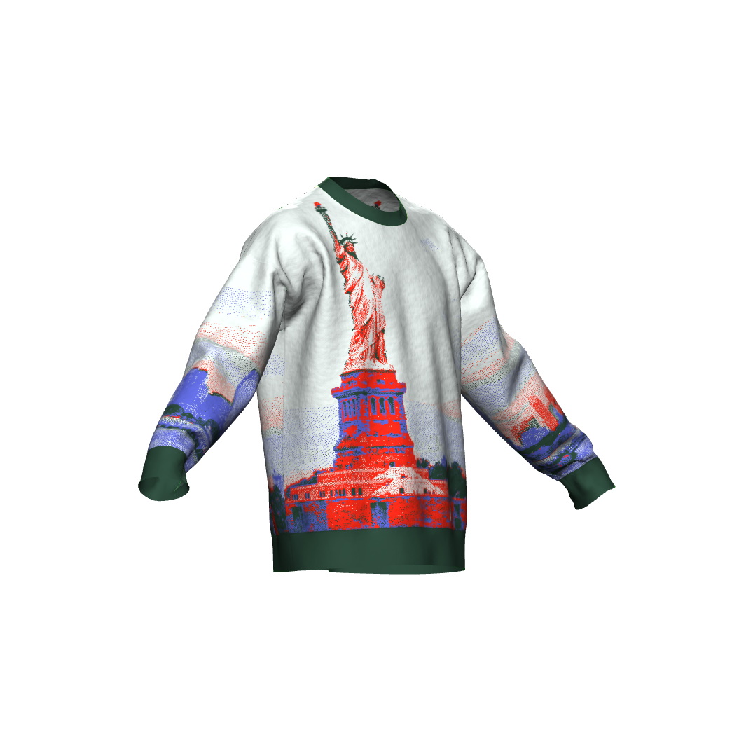 Unisex Jacquard Crewneck Knitted Sweater Relaxed Fit - JUX