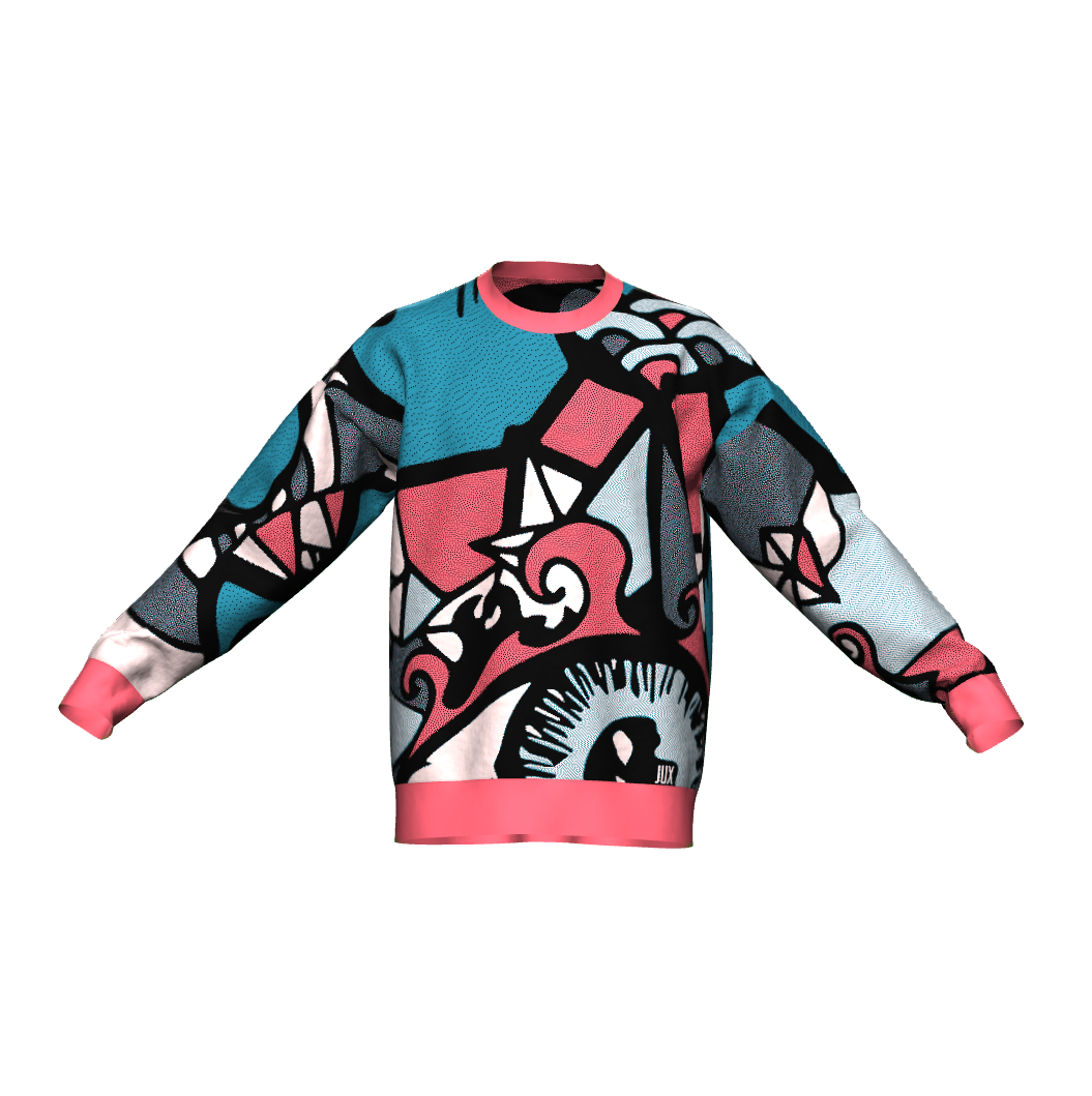 Unisex Jacquard Crewneck Knitted Sweater Relaxed Fit - JUX