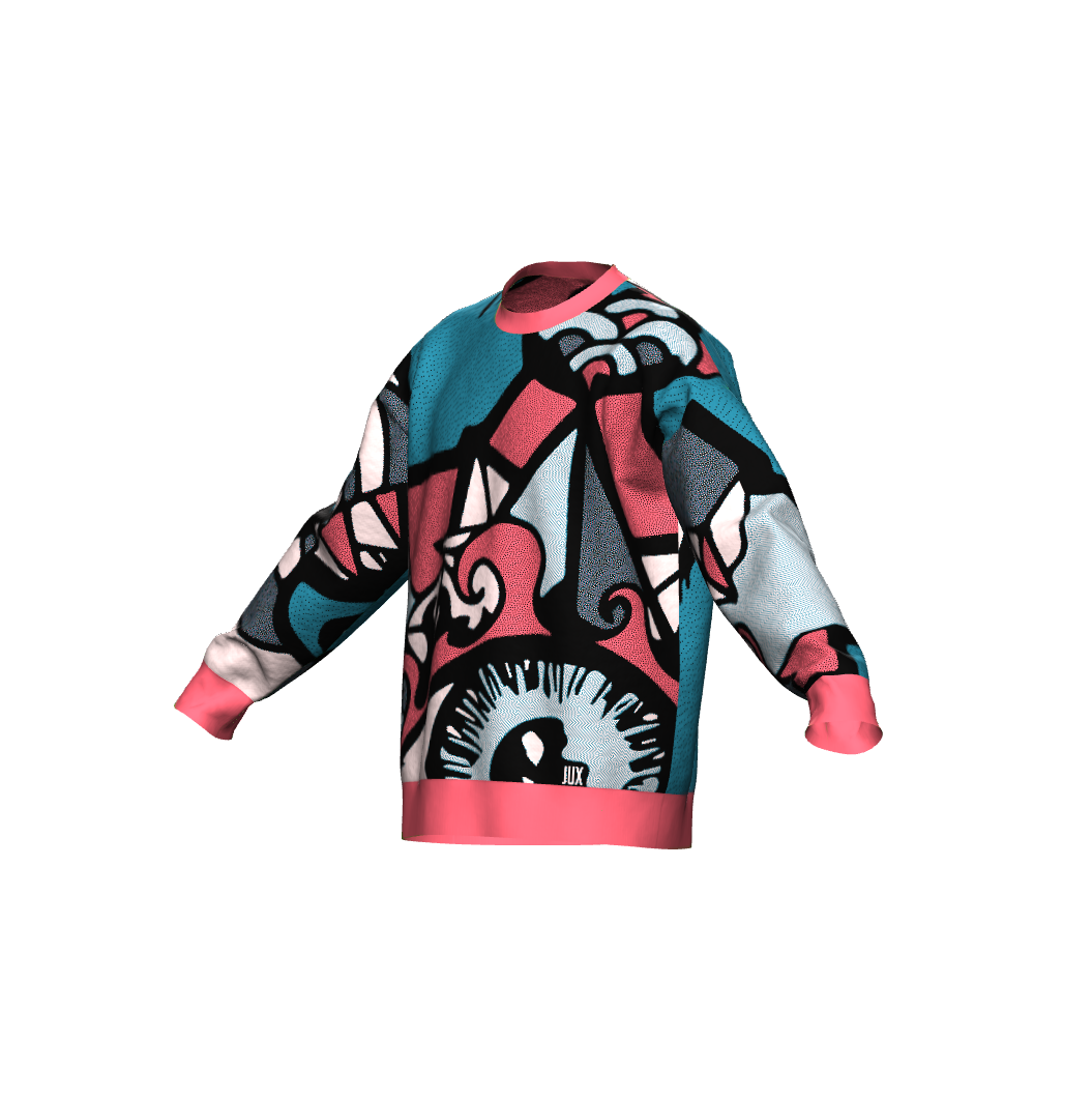 Unisex Jacquard Crewneck Knitted Sweater Relaxed Fit - JUX