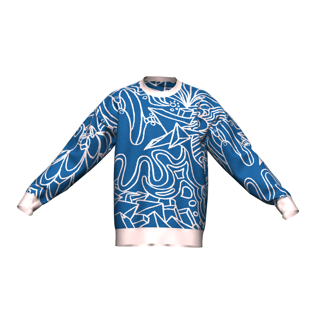 Unisex Jacquard Crewneck Knitted Sweater Relaxed Fit - JUX