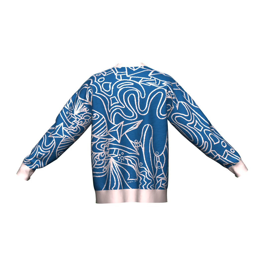 Unisex Jacquard Crewneck Knitted Sweater Relaxed Fit - JUX