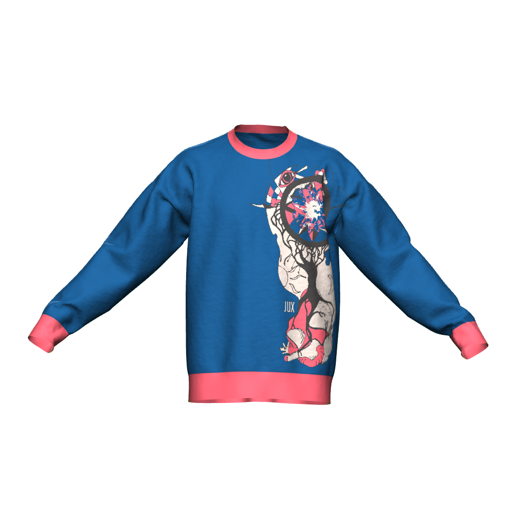 Unisex Jacquard Crewneck Knitted Sweater Relaxed Fit - JUX