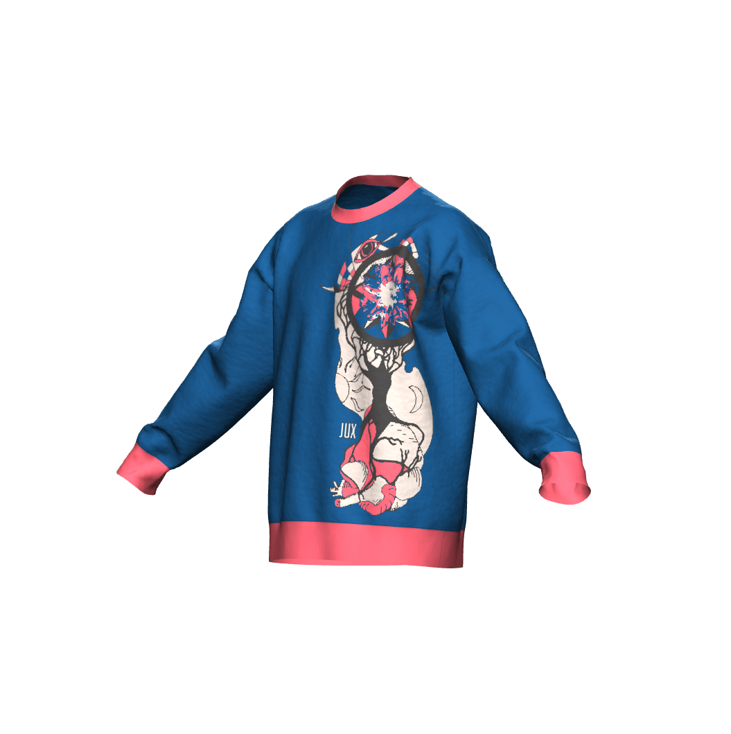 Unisex Jacquard Crewneck Knitted Sweater Relaxed Fit - JUX