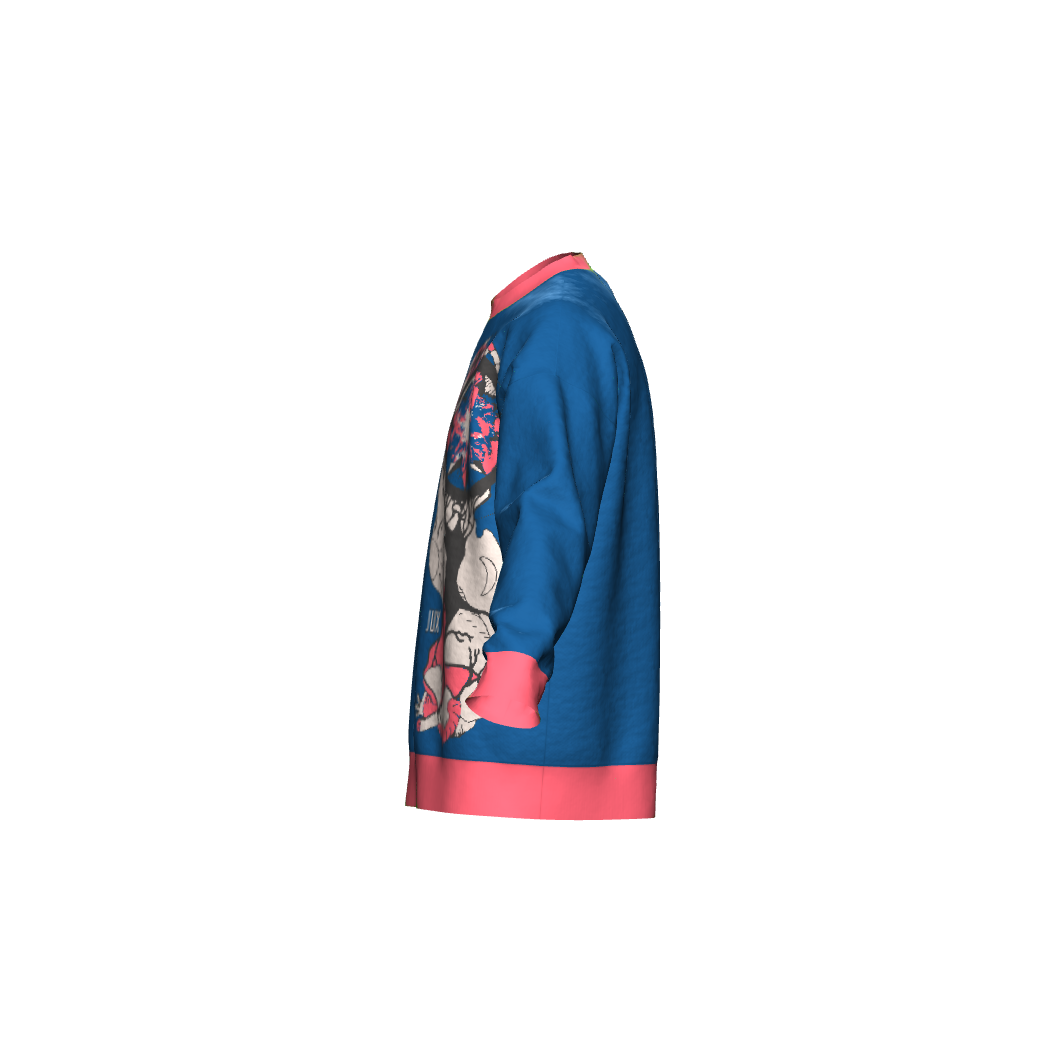 Unisex Jacquard Crewneck Knitted Sweater Relaxed Fit - JUX