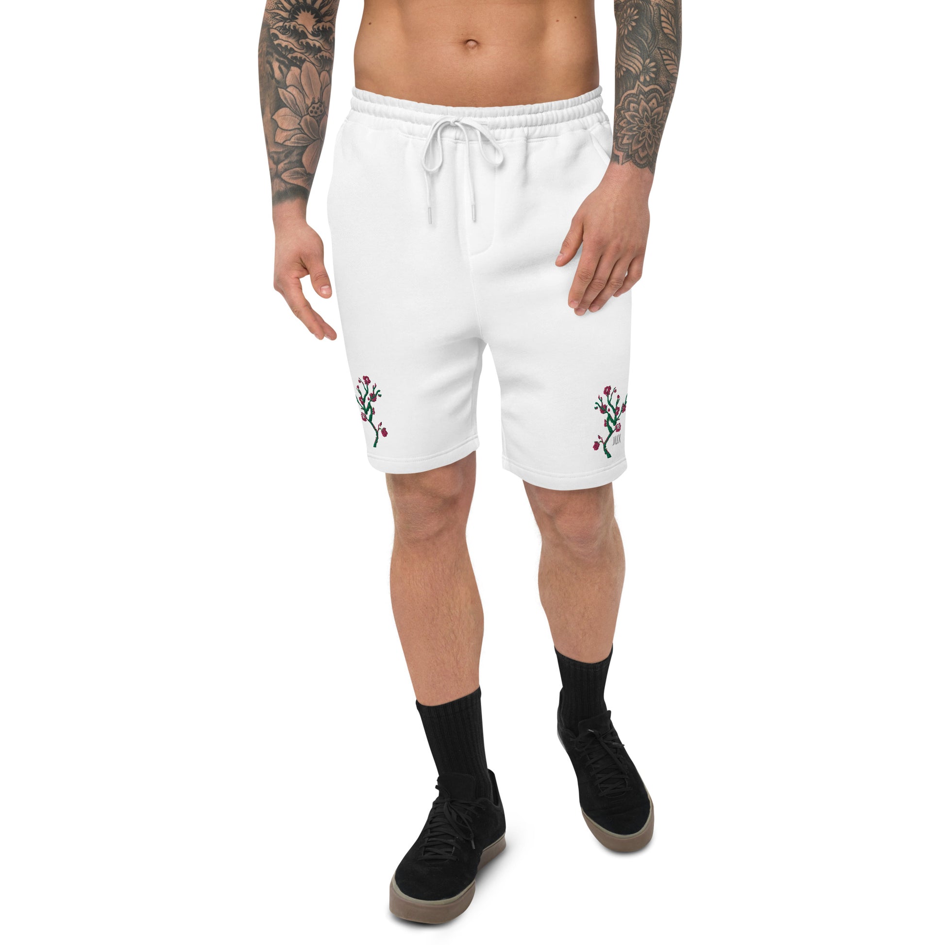 Masculine Cut Embroidered Fleece Shorts - JUX