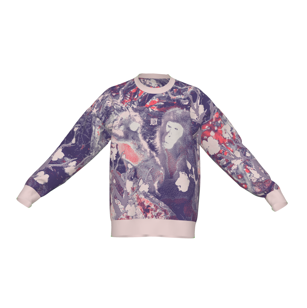 Unisex Jacquard Crewneck Knitted Sweater Relaxed Fit - JUX